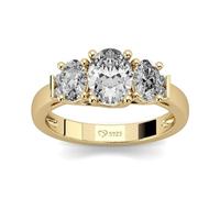 Jeulia Bague Femme Argent Sterling 925 Bague de Fiançailles Or Jaune Bagues d'Éternité Alliances Cristal Zircone Bague Femme pour Anniversaire, Noël, Saint Valentin (Coupe Ovale, 63(20.2))