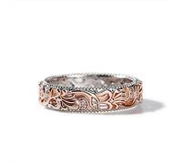 Jeulia Bague florale en argent sterling deux tons avec feuille sculptée vintage unique fleur creuse bijoux en or rose fiançailles mariage mariage ensembles empilables promesse (66(21.0), fleurs)