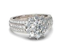 Jeulia Bagues de mariage rondes en forme de fleur coupée pour femme, bague milgrain, bagues d'éternité en argent, bague en zircone pour mariage, anniversaire, Saint-Valentin (Argent, 53(16.9))