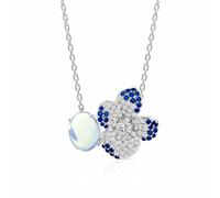 Jeulia Collier pour femme en pierre de lune avec zircons cubiques - Chaîne de fleurs de pensées - Chaîne en argent - Taille ronde - Chaîne gourmette avec pendentif - Collier réglable pour femmes et