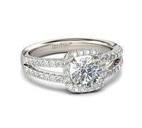 Jeulia Femme Bagues de Promesse en Argent Sterling Solitaire Anneau Bagues Coupe Ronde pour Anniversaire Mariage Engagement (54（17.3）, Silver)