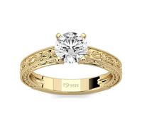 Jeulia Or Jaune Milgrain Argent Sterling 925 Bague Femme 2,5 Ct Coupe Ronde Zircone Cristal Alliances Anneaux de Bande Bague de Fiançailles Anneaux D'Éternité pour Saint Valentin (Or jaune, 54(17.3))