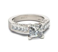Jeulia Princess Cut Bague en argent sterling Bagues d'anniversaire de la promesse de la Saint-Valentin Bagues pour femme avec pierres latérales (Argent, 56(17.7))