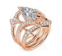 Jeulia x Leyla Ensemble de bagues pour femme en or rose Thornbush Bague empilable plaquée or imperméable avec pierre marquise Bague interchangeable pour femme (Or rose, 61(19.4))