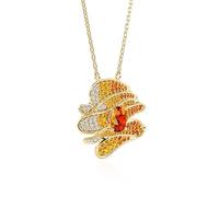 Jeulia xLeyla Collier pour femme avec pierre de zircone - Chaîne gourmette réglable - Plaqué or - Avec pendentif - Pour femme et fille, taille unique, Argent sterling, Zircon
