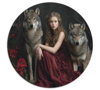 Jeune Femme, forêt enchantée, Loup 1000pcs (67.5x67.5cm) Puzzle pour Adultes -,Jouet De DIY