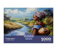 Jeune Fille Africaine Portant Une calebasse jusqu'à la rivière pour Chercher de l'eauPuzzles 1000 Pièces pour Adultes, Jeux Éducatifs