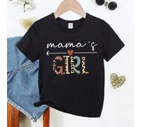 Jeune fille Fête des Mères T-shirt à manches courtes casual à imprimé léopard à col rond avec lettre et cœur, tenues assorties pour maman et moi (3 pièces sont vendues séparément) 6Y,7Y,4Y,5YBlocs de