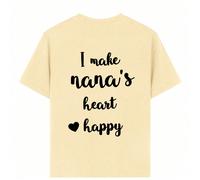 Jeune garçon "JE RENDS LE CŒUR DE NANA HEUREUX" T-shirt graphique, tissu doux et confortable, convient pour les sports de plein air des garçons, les tenues décontractées, le streetwear, les tenues sco