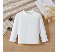 Jeune garçon, maillot de corps thermique à col rond de couleur unie classique, manches longues, couche essentielle pour un port quotidien 6Y,7Y,4Y,5Y,2-3YUnicolorePolyester