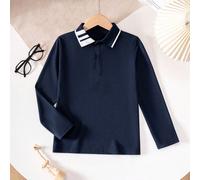 Jeune garçon Polo classique casual en jacquard bicolore, convient pour le port quotidien, les voyages, les rassemblements, les activités de plein air 6Y,7Y,8Y,9Y,10Y,4Y,5Y,11Y,12YRayéÉtoffe
