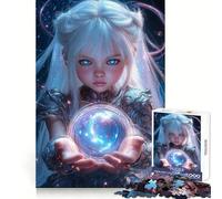 Jeune Mage à l'orbe de Cristal Puzzle de 1000 pièces pour Adultes Stimule la réflexion stratégique Détente agréable Idée Cadeau d'hiver (38x52cm)