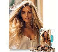 Jeune Mannequin Blonde Puzzle de 1000 pièces Jeu de réflexion et de précision Découpe de Haute précision Passe-Temps Fascinant pour Les Moments de détente (38x52cm)
