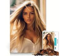 Jeune Mannequin Blonde Puzzle de 1000 pièces pour Adultes Jeu de Concentration mentale Découpe de Haute précision Activité Manuelle à Partager en Famille ou Entre Amis (50x75cm)