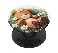 Jeune Ours dans Un pré Fleuri pour Les Amateurs de Marguerites PopSockets PopGrip Adhésif