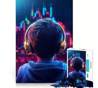 Jeune Trader avec Casque Audio Puzzle Adulte 1000 pièces Jeu de mémoire Découpe de Haute précision Activité Manuelle Exercice Mental Calme à Faire à la Maison (38x52cm)