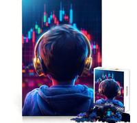 Jeune Trader avec Casque Audio Puzzle de 1000 pièces pour Adultes Entraînement de la mémoire Temps Bien investi Bords précis (38x26cm)
