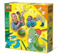 SES Creative Jeunes Ingénieurs - Dinosaures | Jeu de Construction | 4 Dinosaures | Véhicules | pour Les Enfants | Plusieurs Couleurs | Marqueurs Inclus