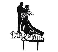 Jeunes Mariés Figurine en Acrylique Décoration pour Gâteau de Mariage Noir #2