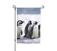 Jeunes pingouins avec drapeau de jardin enneigé, 30,5 x 45,7 cm, printemps, été, automne, hiver, drapeaux saisonniers double face, bannière d'extérieur et d'intérieur pour décoration de maison