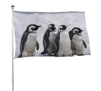 Jeunes pingouins avec drapeau de neige, 119,4 x 177,8 cm, drapeaux de jardin double face, bannière de bienvenue pour cour, porche, pelouse