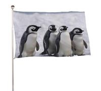 Jeunes pingouins avec drapeau de neige, 61 x 88,9 cm, drapeaux de jardin double face, bannière de bienvenue pour cour, porche, pelouse