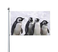 Jeunes pingouins avec drapeau de neige 9,1 x 1,5 m avec œillets pour printemps, été, automne, hiver, extérieur, intérieur, jardin, bannière double face pour décorations de cour