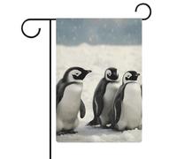 Jeunes pingouins avec drapeaux de jardin enneigés, 30,5 x 45,7 cm, drapeau extérieur double face, drapeau de cour d'été, drapeau floral de bienvenue, drapeaux de jardin, décorations saisonnières de
