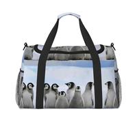 Jeunes pingouins avec imprimé neige Sacs de week-end pour femmes, sacs de voyage, articles personnels, sac de voyage, sac à bagages, accessoires de voyage, Noir , Taille unique