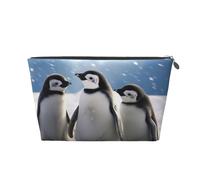 Jeunes pingouins avec imprimé neige - Trousse de maquillage de voyage - Trousse de toilette multifonction avec fermeture éclair pour femmes et filles - Doré, Argenté., Taille unique