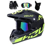 Jeunesse Enfant Casque Motocross, Unisexe Visage Complet MTB Hors Route Casque Moto VTT Scooter Accident Casque, BMX Descente Enduro Quadruple Vélo de Saleté Casque, avec Lunettes Gants Masque (Color