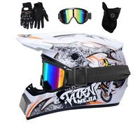 Jeunesse Enfant VTT Casque Motocross, avec Lunettes Masque Gants, Intégral MTB Hors Route Enduro Karting Casque de Moto, Unisexe BMX Courses Quad Dirt Bike Crash Casque ( Color : U , Size : S/52-53CM