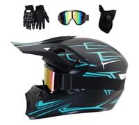 Jeunesse Enfants Casque de Motocross Ensemble, avec Masque Gants Lunettes, Dot Certifié Intégral Hors Route MTB Moto Accident Casque, Descente VTT Quad Enduro Course Casque