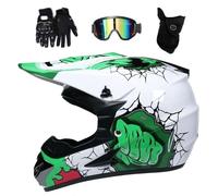 Jeunesse Enfants Intégral Casque de Motocross, avec Lunettes Gants Masque, Unisexe Mode Hors Route Courses Moto Karting Casques, Descente Enduro BMX MTB VTT Dirt Bike Casque(DD,S/52-53CM)