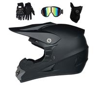 Jeunesse Enfants Intégral Casque de Motocross, avec Lunettes Gants Masque, Unisexe Mode Hors Route Courses Moto Karting Casques, Descente Enduro BMX MTB VTT Dirt Bike Casque(CC,S/52-53CM)