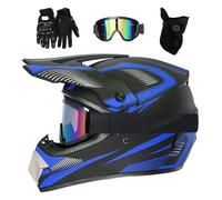 Jeunesse Enfants Intégral Casque de Motocross, avec Lunettes/Masques/Gants, Unisexe Double Sport Tout-Terrain Enduro Moto Accident Casques, Descente BMX MTB ATV Dirt Bikes Casque(Gris,XL/58-59CM)