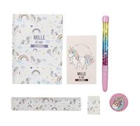 Jeux 2 mômes - EC5187 Set d'Accessoires de Papeterie Créatifs pour Enfants - Stylos et Carnets, Loisir et Voyage, 15,3x11,2x1,3 cm, Blanc-Rose-Fushia-Turquoise
