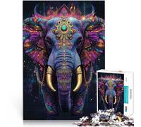Jeux Amusants Art du Roi éléphant Puzzles 1000 pièces pour Adolescents 26x38cm Activités Amusantes à la Maison, Cadeaux d'anniversaire, Cadeaux de Voyage,