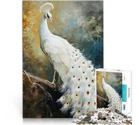 Jeux Amusants Magnifique Paon Blanc Puzzle de 1000 pièces pour Adultes 50x75cm Car C'est Un pour Toute la Famille pour Les 14 Ans et Plus