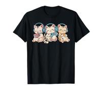 Jeux animés Kawaii Cat Pizza Ramen Funny Gamer Cats T-Shirt