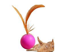 Jeux avec des balles pour chats avec des plumes - jouer au ballon avec des plumes naturelles, mâcher du jouet pour des chatons curieux | Boule interactive rebondissant pour un usage interne, balle ave