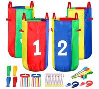 Jeux d'anniversaire pour enfants et adultes, jeux de fête avec sacs de saut en sac, course à œufs, course à 3 pattes, jeux de queue de capture, médailles, jeux de plein air, jeux de jardin pour 4 à 8