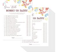 Jeux de Baby Shower 55PCS, Cartes de Jeu Devine Qui Maman ou Papa Jeux de Fête de Baby Shower Amusants, Neutre en Genre pour Filles ou Garçons