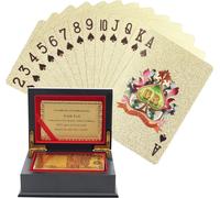 Jeux De Carte 54 En Or-Jeu De Carte Etanche En Feuille D¿Or-Magie,Poker Et Parties En Famille-Carte Poker Professionnelle Avec Un Motif De 500 Euros Et Une Boîte Cadeau