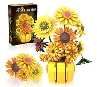 Jeux de Construction de Fleurs pour Adultes, Collection botanique d'estampes de Van Gogh, Kits de Plantes en Pot et Bouquet de tournesols compatibles avec Lego