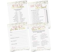 Jeux de douche nuptiale + cartes de conseils - Pour 30 invités - 4 activités sur cartes double face Comprend 3 jeux et 1 carte de conseils : What's On Your Phone, He Said She Said, Would She Rather, +