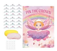 Jeux de fête de princesse Pin The Crown on Princess, épingle autocollant sur la fée, décorations sur le thème des fées, affiches d'ange, cadeaux d'anniversaire, cadeaux de fête prénatale, voyage