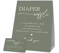 Jeux de fête prénatale, 1 panneau debout avec 50 tickets de tombola, décorations et fournitures de fête prénatale sur le thème vert Oliver pour garçons ou filles (LBLK-C04)