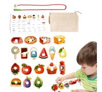 Jeux de fil en bois - Jeu de laçage, Ensemble de moteurs fins d'âge préscolaire | Early Education Perles avec formes et cordes pour , activité interactive pour la coordination et