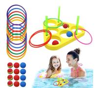 Jeux De Lancer D'anneaux De Piscine - Lancer D'anneaux De Piscine Triangulaire Flottant, Ensemble D'activités De Natation Triangulaire En Mousse Avec Balles, Jeu De Sports Nautiques Amusant Pour